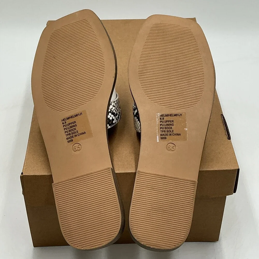 Madden Girl Helm Sandals Women's 6.5 Multi Snakeskin Faux Leather Slide Eby4392